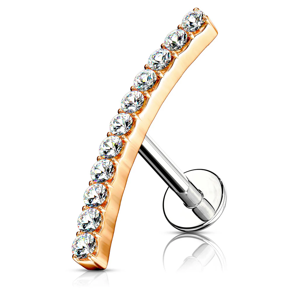 16mm Lined CZ Curve Top Ear Cartilage Helix Tragus Studs - Image 3