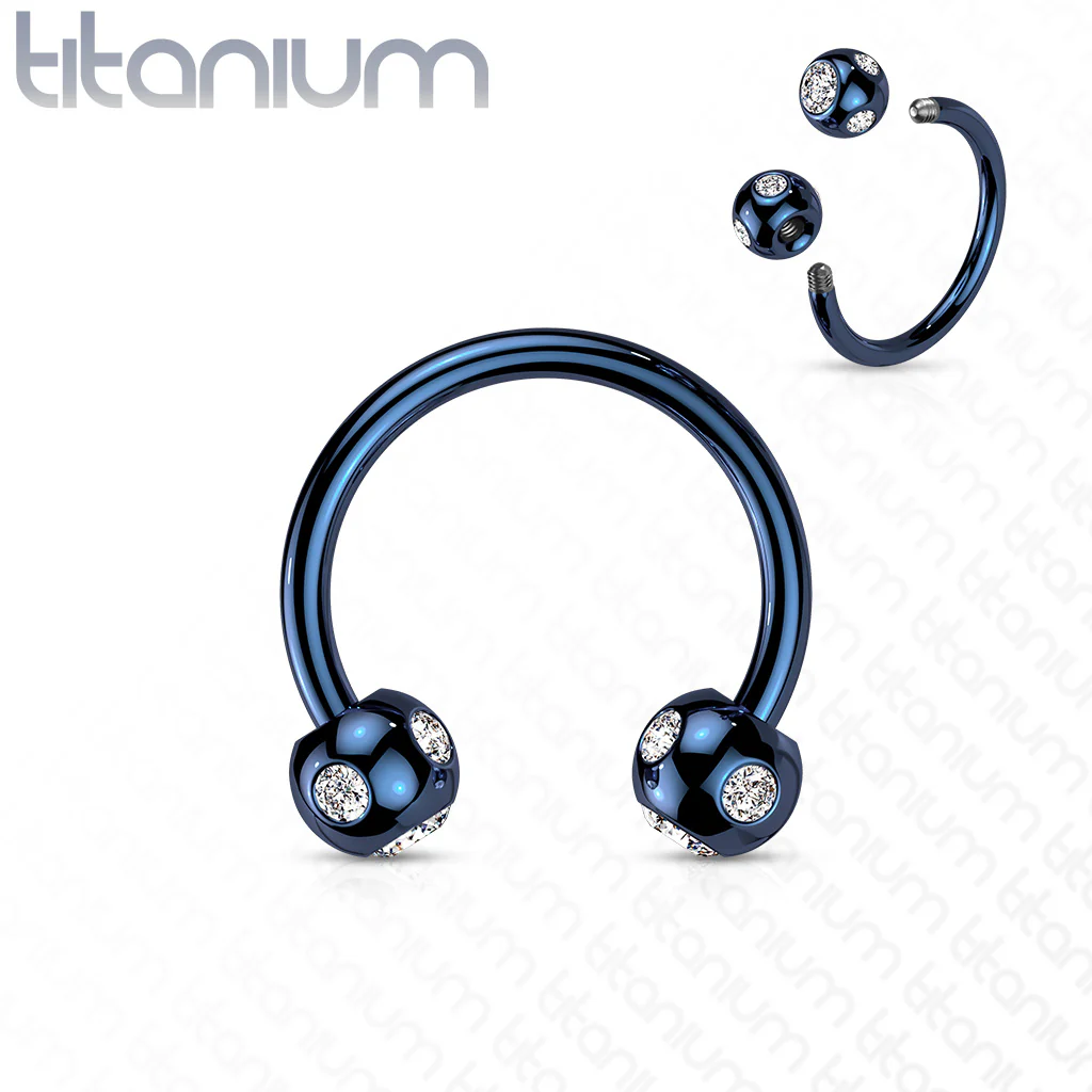 5-Gem Paved Balls Horseshoe Circular Barbells for Nipple Septum Ear - Image 4