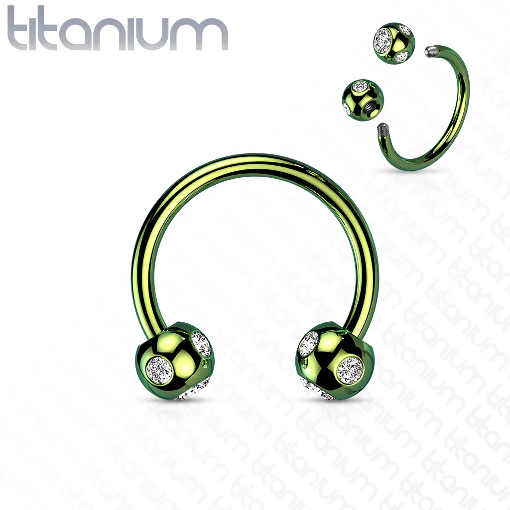 5-Gem Paved Balls Horseshoe Circular Barbells for Nipple Septum Ear - Image 5