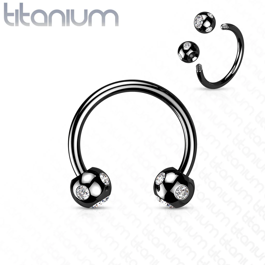5-Gem Paved Balls Horseshoe Circular Barbells for Nipple Septum Ear - Image 6