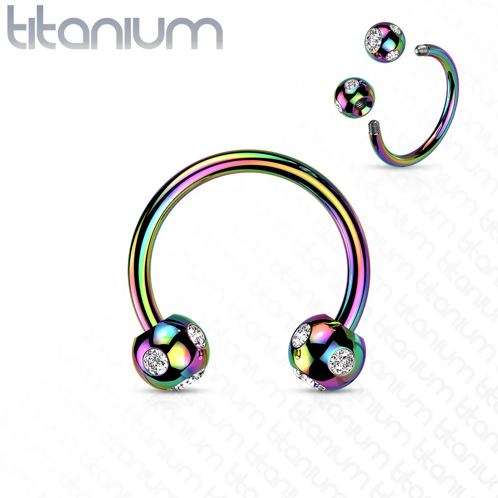 5-Gem Paved Balls Horseshoe Circular Barbells for Nipple Septum Ear - Image 7