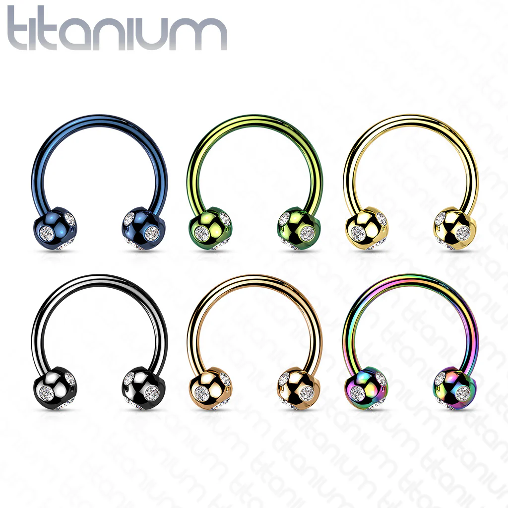 5-Gem Paved Balls Horseshoe Circular Barbells for Nipple Septum Ear - Image 8
