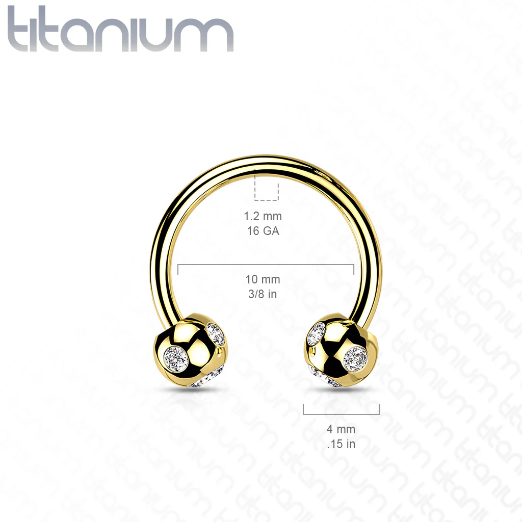5-Gem Paved Balls Horseshoe Circular Barbells for Nipple Septum Ear - Image 9