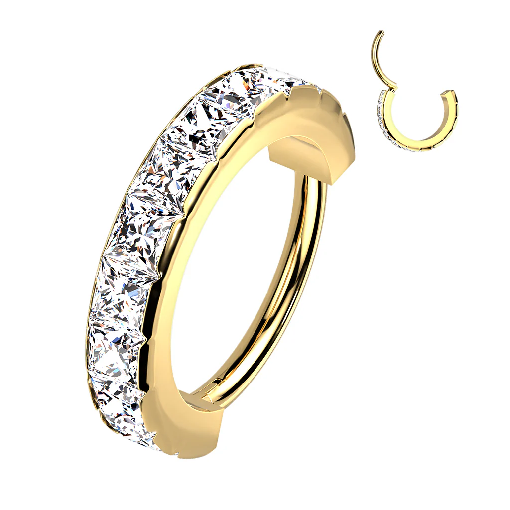 High Precision Facing Square CZ Hinged Hoop Segment Rings Cartilage - Image 4