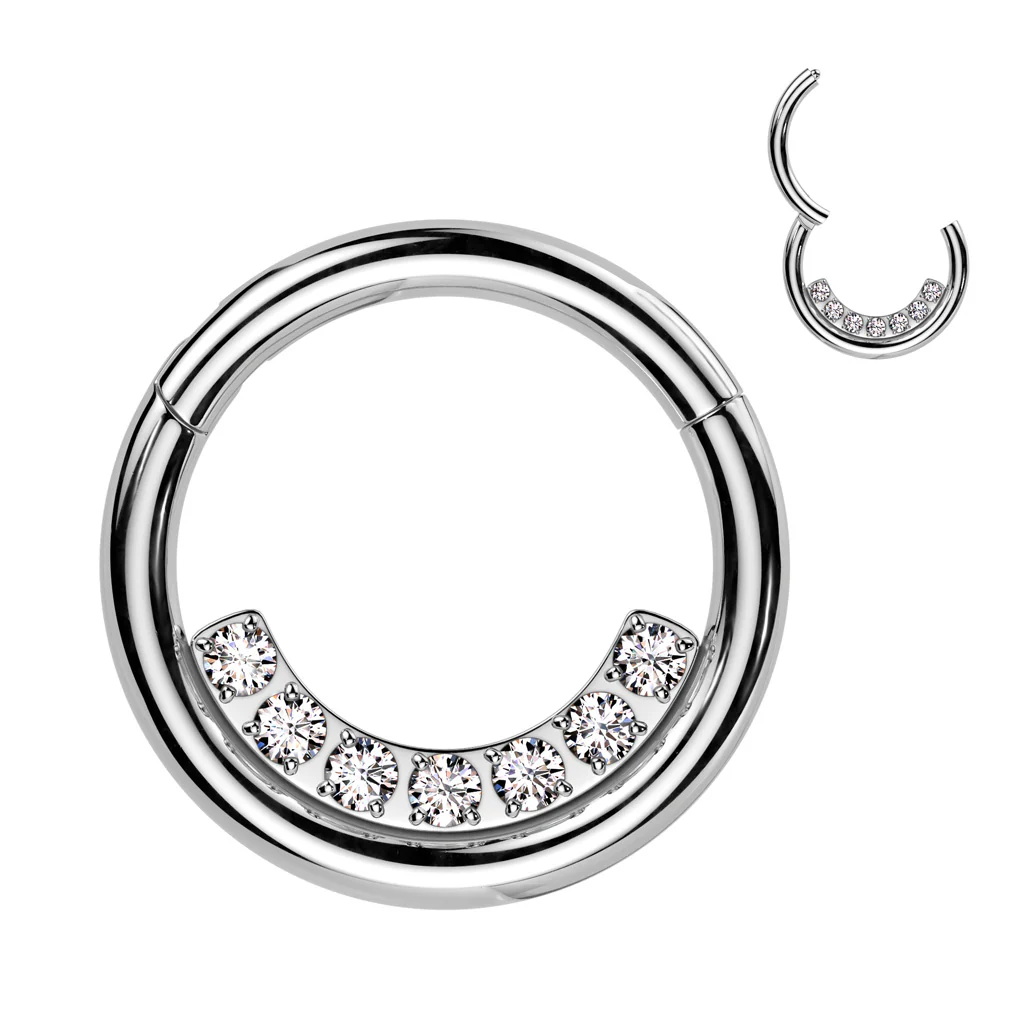 High Precision CNC Set Lined CZ Segment Hoop Ring Nose Septum Ear Cartilage - Image 3