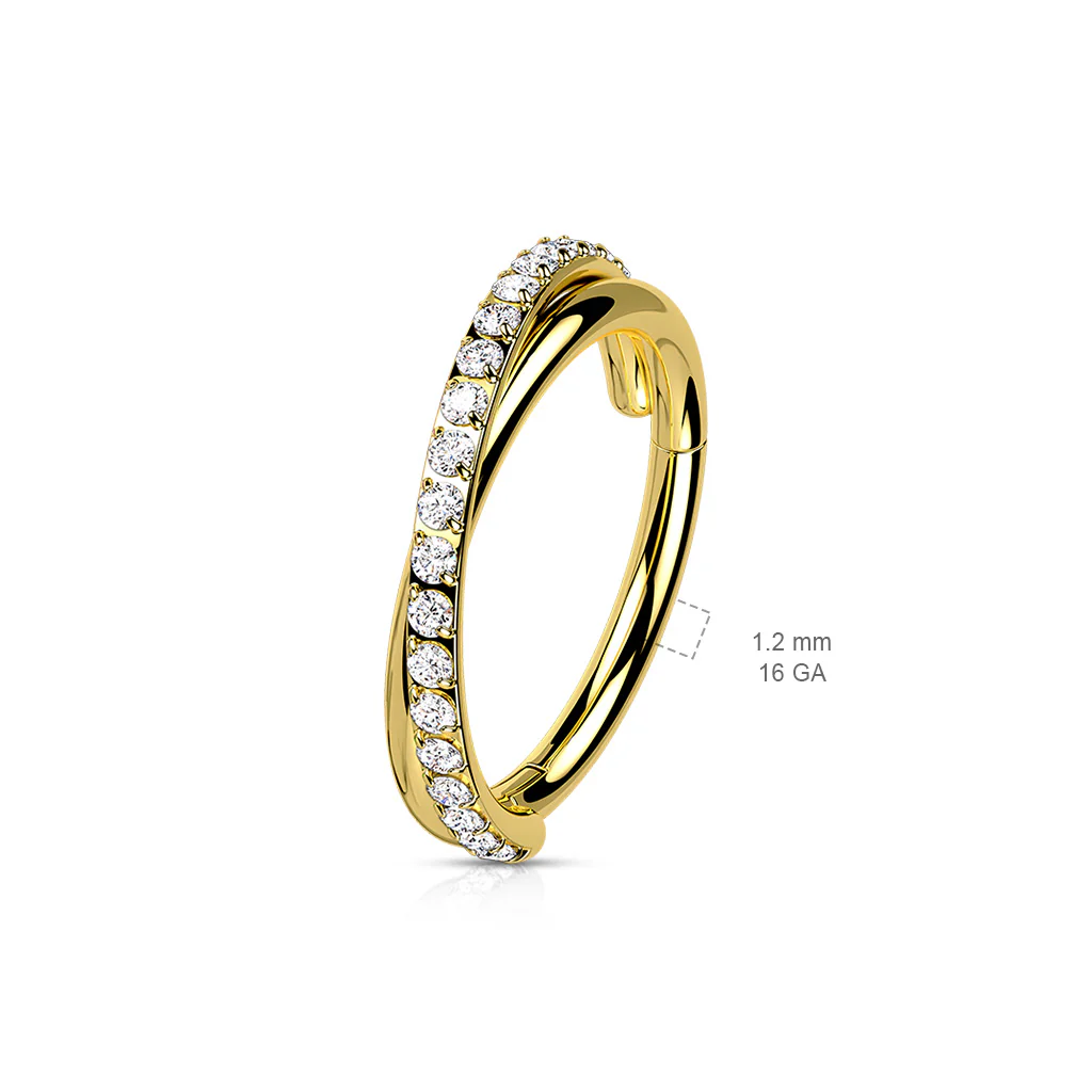 High Precision Criss Cross CZ Hinged Hoop Segment Rings Cartilage - Image 3