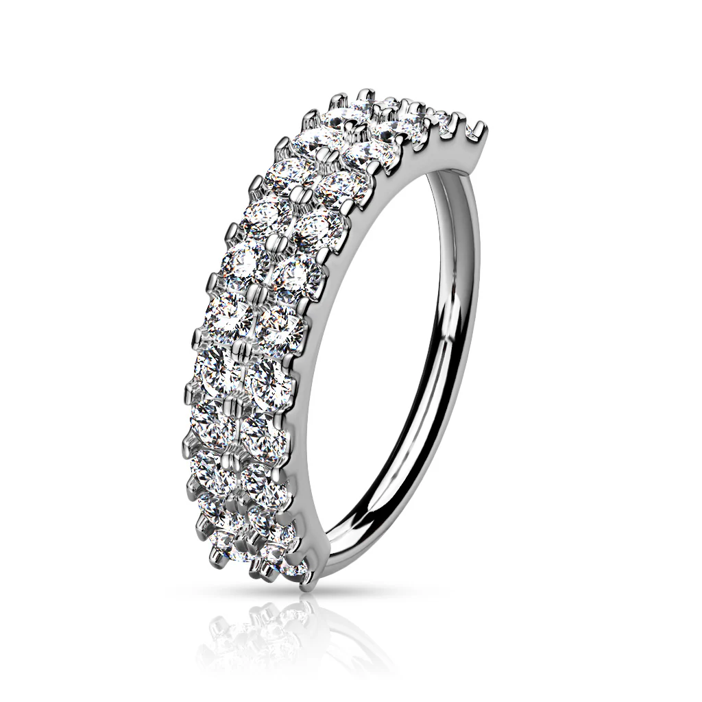 Double Lined CZ Bendable Hoop For Nose Ear Cartilage Helix Tragus 20G - Image 3