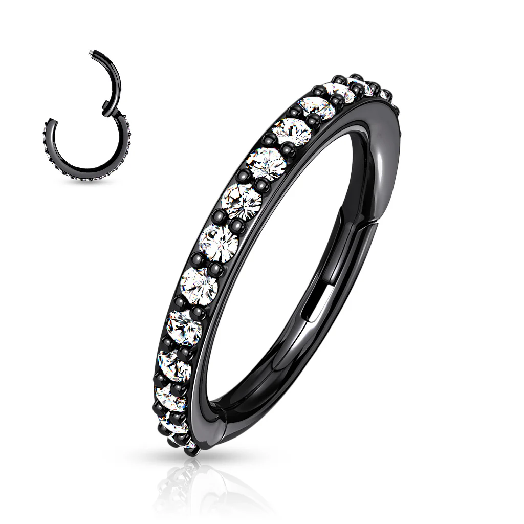 High Quality Precision All 316L Surgical Steel CNC Set CZ Hinged Segment Hoop Rings - Image 3
