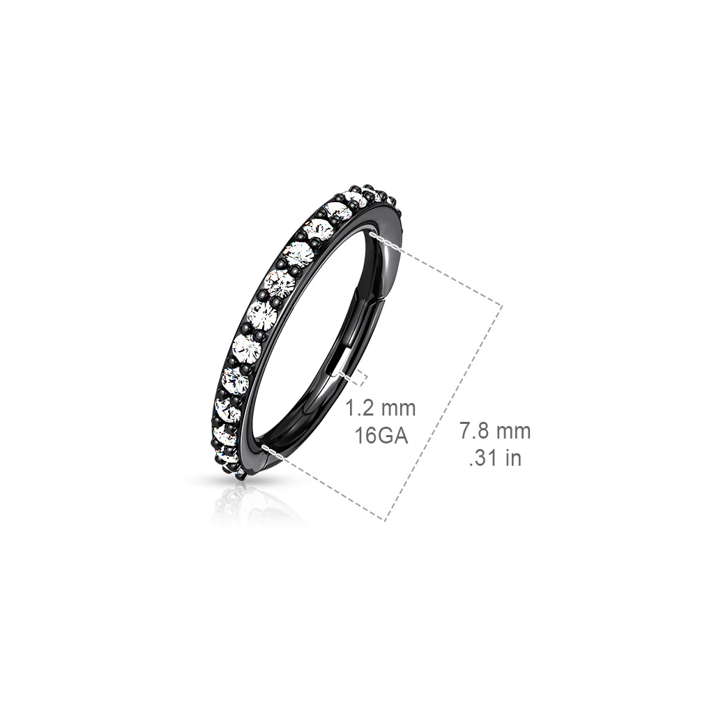 High Quality Precision All 316L Surgical Steel CNC Set CZ Hinged Segment Hoop Rings - Image 4