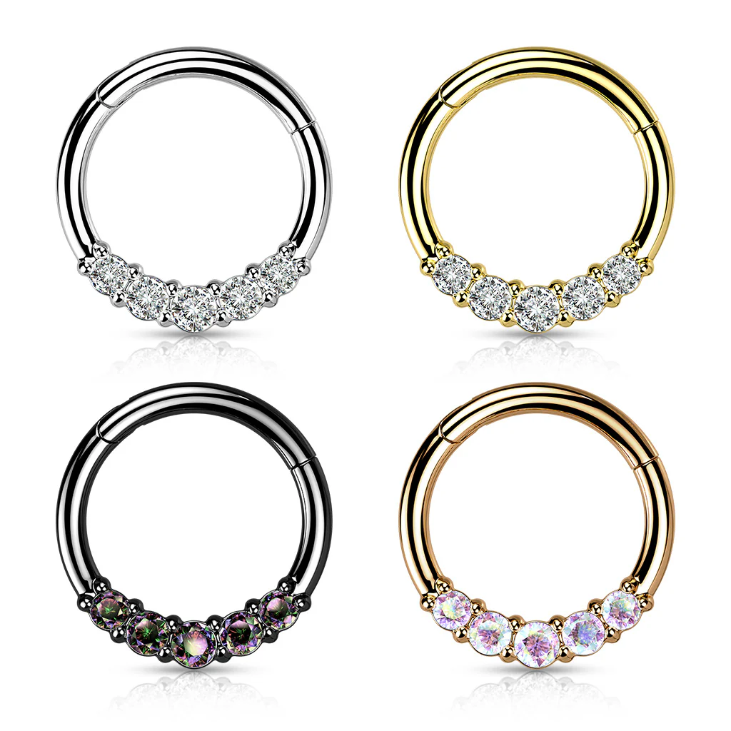 High Quality Precision Facing CZ Hinge Hoop Segment Ring Nose Septum - Image 2