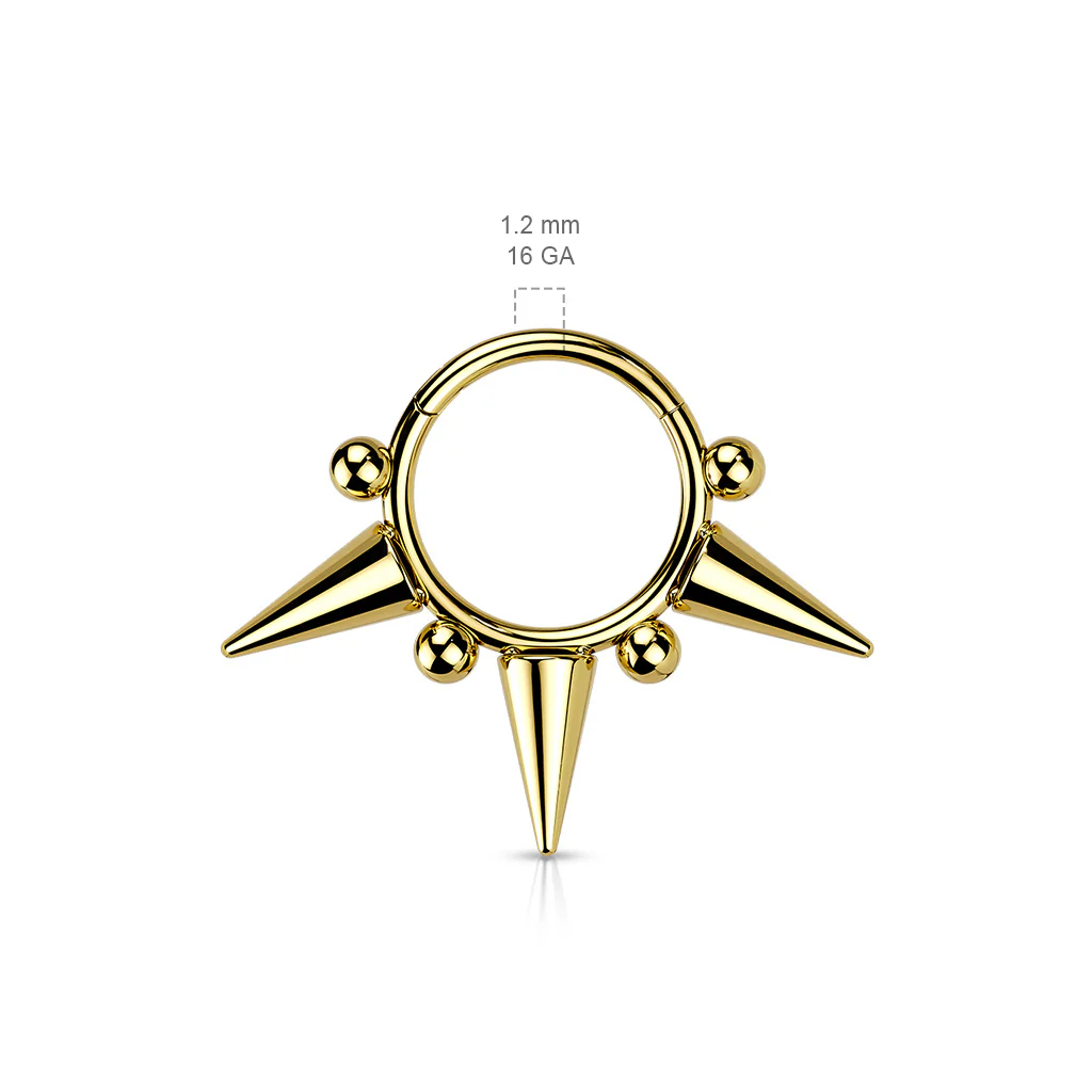 High Precision Spike & Ball Hinge Hoop Segment Ring Nose Septum - Image 2