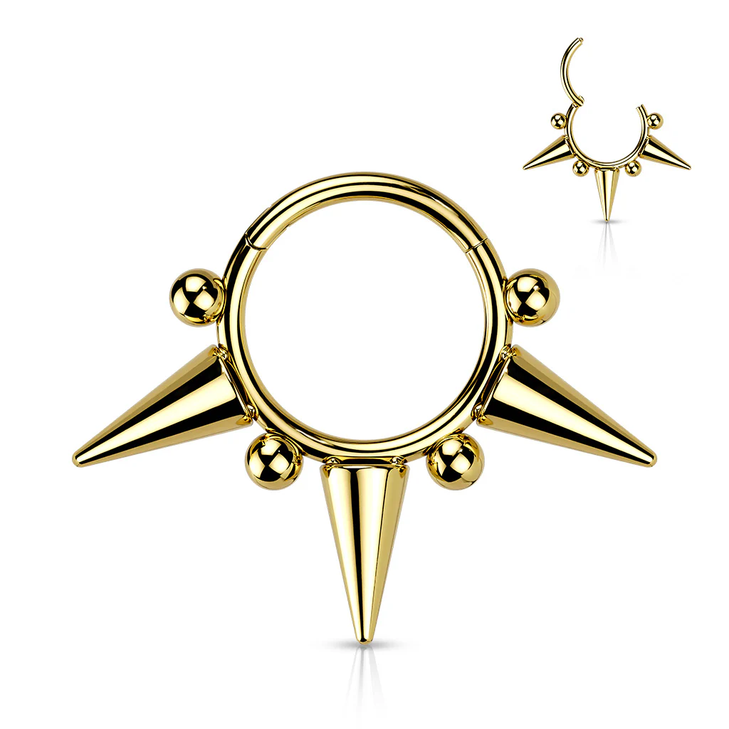 High Precision Spike & Ball Hinge Hoop Segment Ring Nose Septum - Image 5