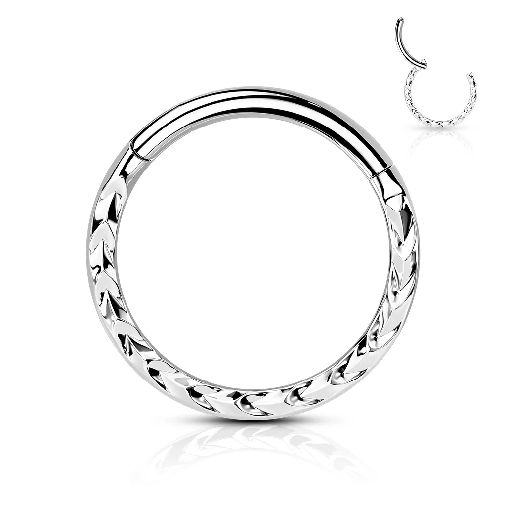 All 316L Surgical Steel Hinged Segment With Chevron Cut Front - Image 2