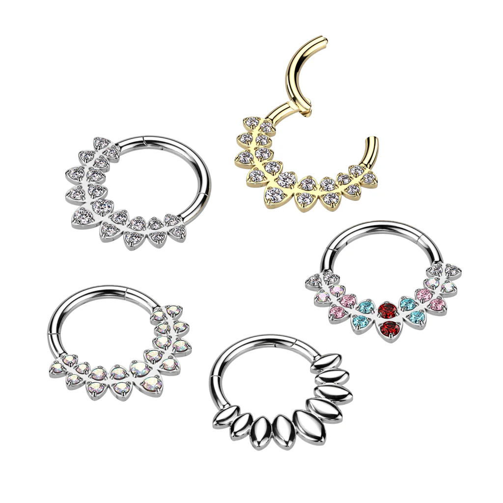 High Quality Precision  CZ Marquise Shaped Fan Hinged Segment Ring