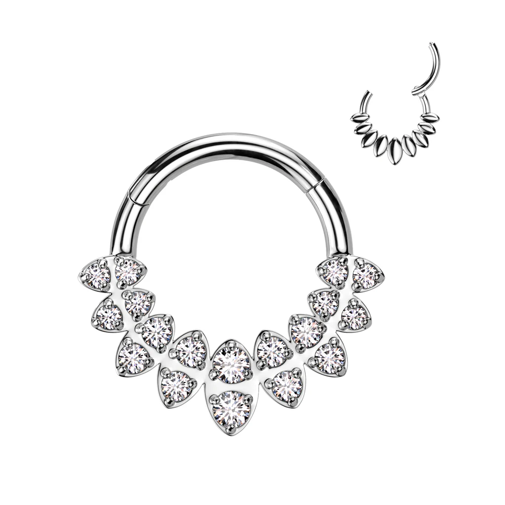 High Quality Precision  CZ Marquise Shaped Fan Hinged Segment Ring - Image 5
