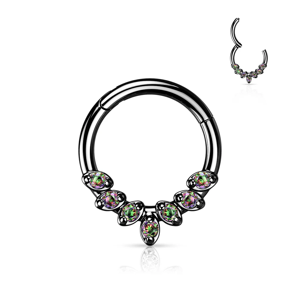 High Quality Precision CZ Leaves Hinge Hoop Segment Ring Nose Septum - Image 5