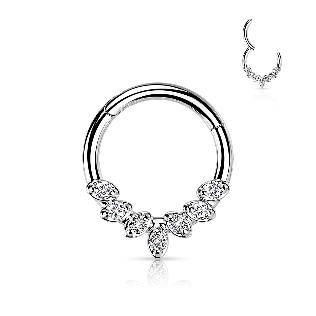 High Quality Precision CZ Leaves Hinge Hoop Segment Ring Nose Septum - Image 7