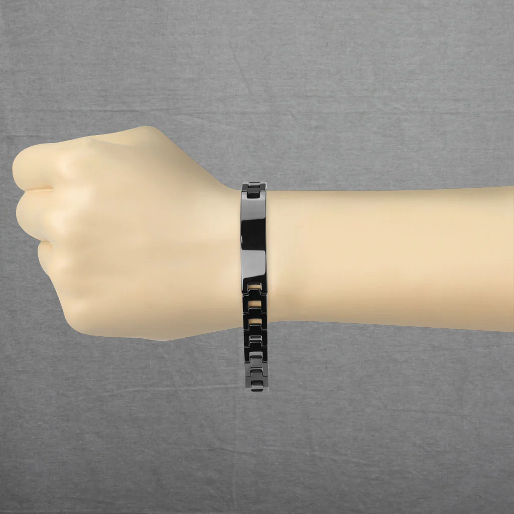 Black IP Hollow Square Chains ID Plate Tungsten Carbide Chain Bracelet - Image 2