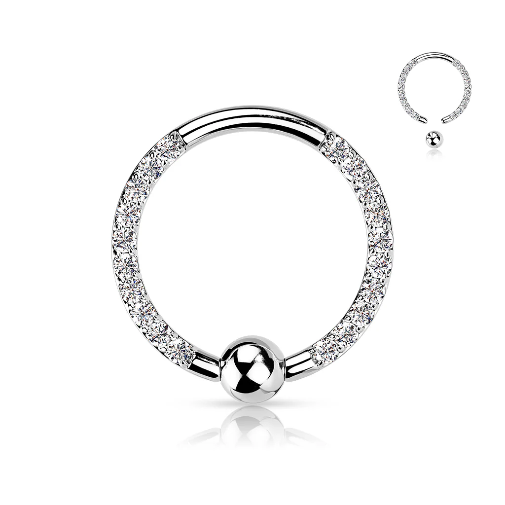 Implant Titanium Pave CZ Each Side Captive Bead Ring Cartilage Tragus - Image 7