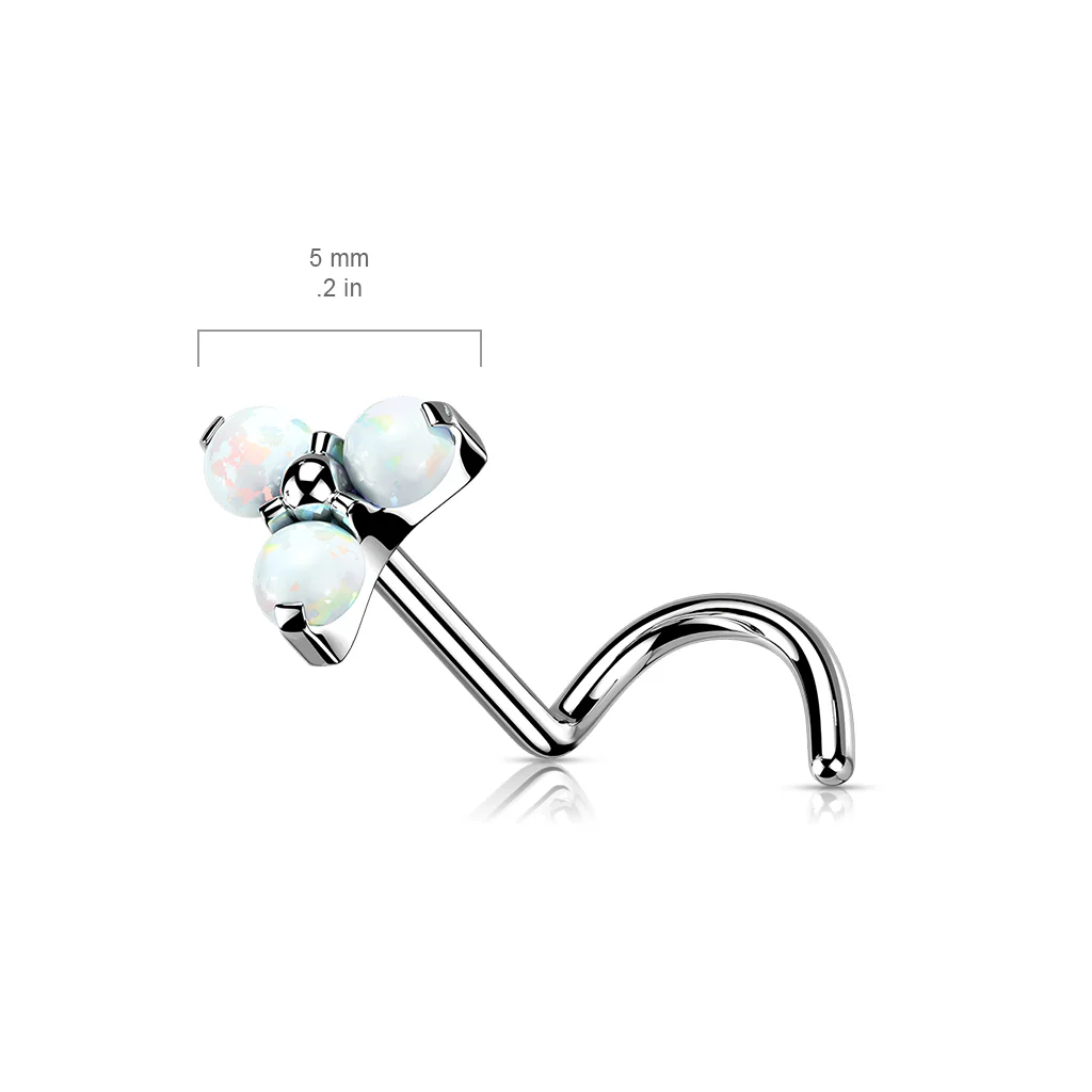Titanium Opal & CZ Trinity Threadless Push In Nose Screw - Image 3