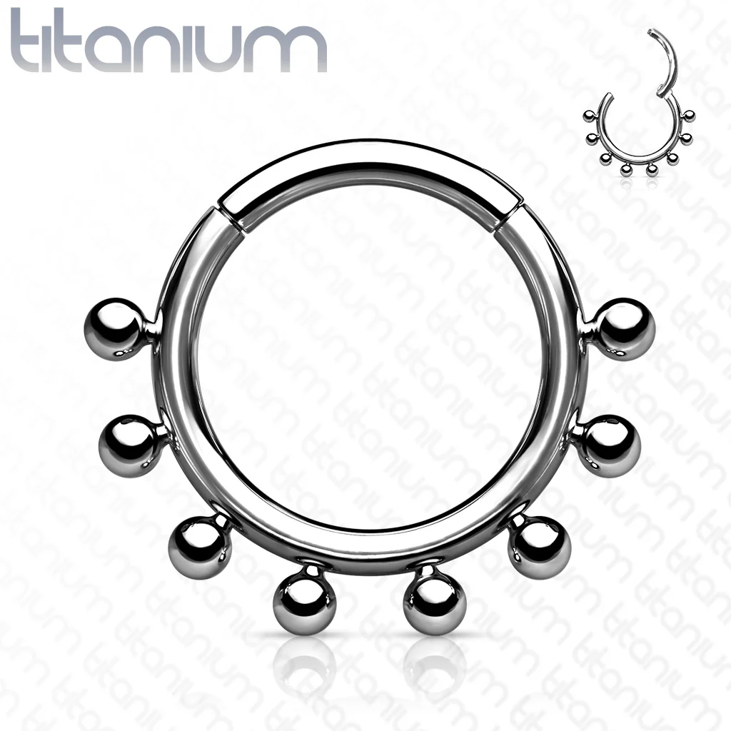 Titanium Hinged Segment Hoop Ring Sphere For Nose Septum Cartilage - Image 3