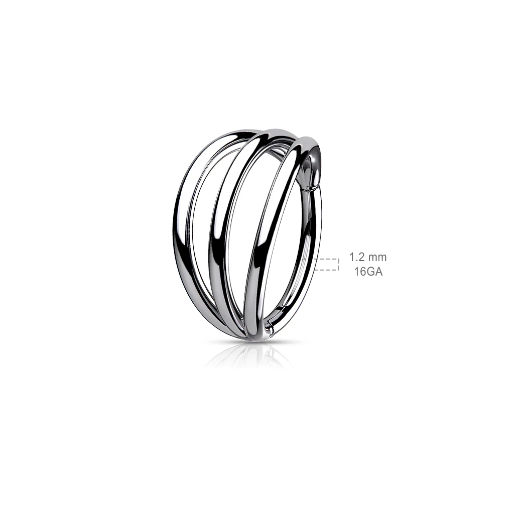 Titanium Hinged Segment Ring Triple Hoop For Nose Septum Cartilage - Image 3