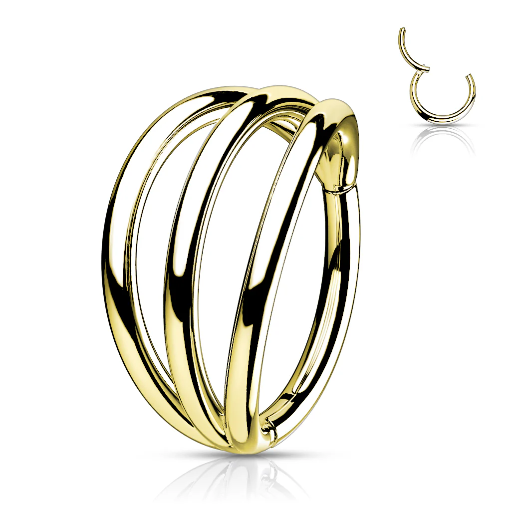 Titanium Hinged Segment Ring Triple Hoop For Nose Septum Cartilage - Image 4