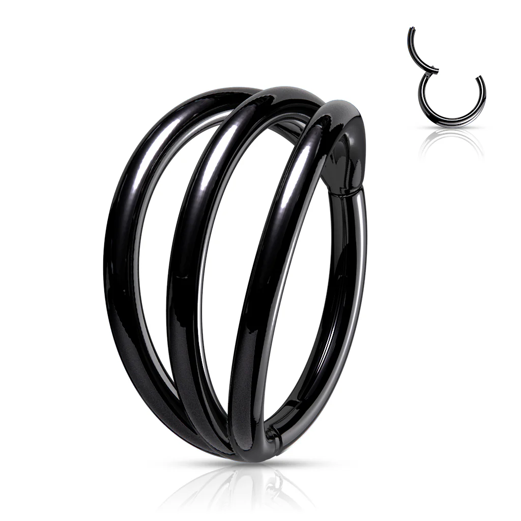 Titanium Hinged Segment Ring Triple Hoop For Nose Septum Cartilage - Image 5