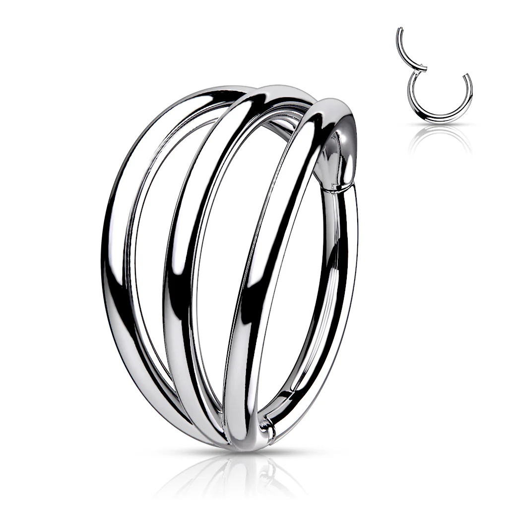 Titanium Hinged Segment Ring Triple Hoop For Nose Septum Cartilage - Image 7