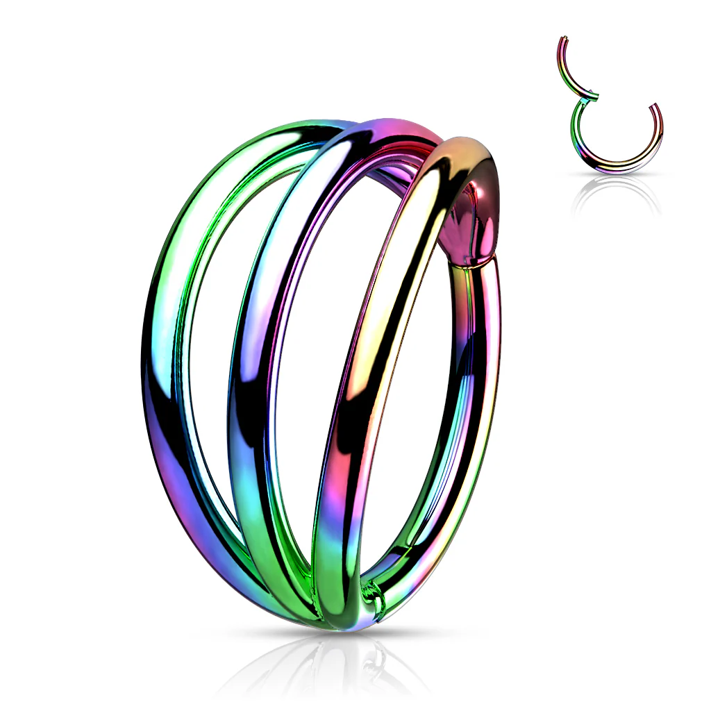 Titanium Hinged Segment Ring Triple Hoop For Nose Septum Cartilage - Image 8