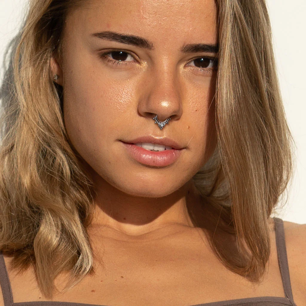 Titanium Hinged Segment Hoop Ring Tribal For Nose Septum Cartilage - Image 2