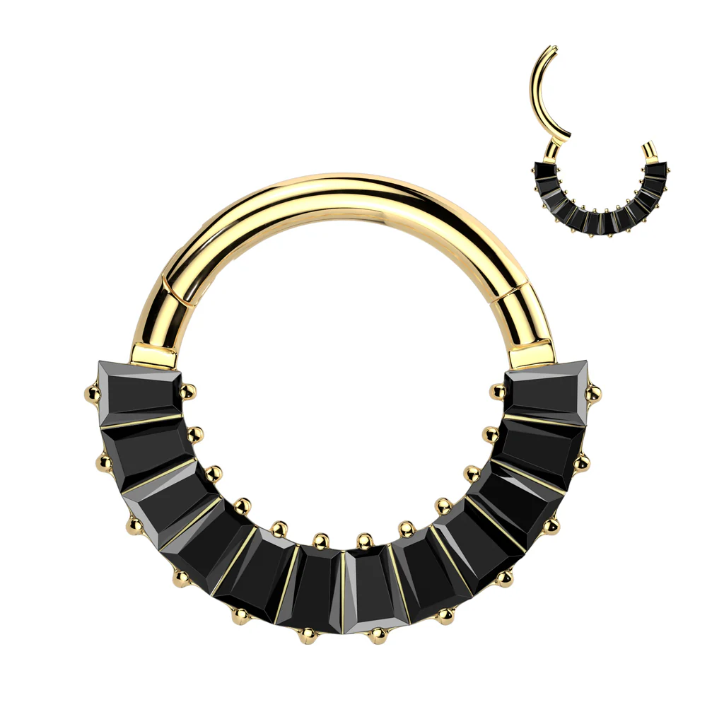 Titanium Hinged Segment Hoop Ring Pave Baguette CZ For Nose Septum Cartilage - Image 5
