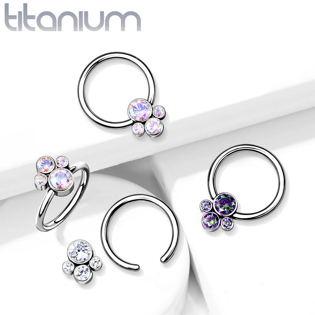 Implant Titanium CZ Pet Paw Captive Rings Ear Cartilage Nose Septum Ring