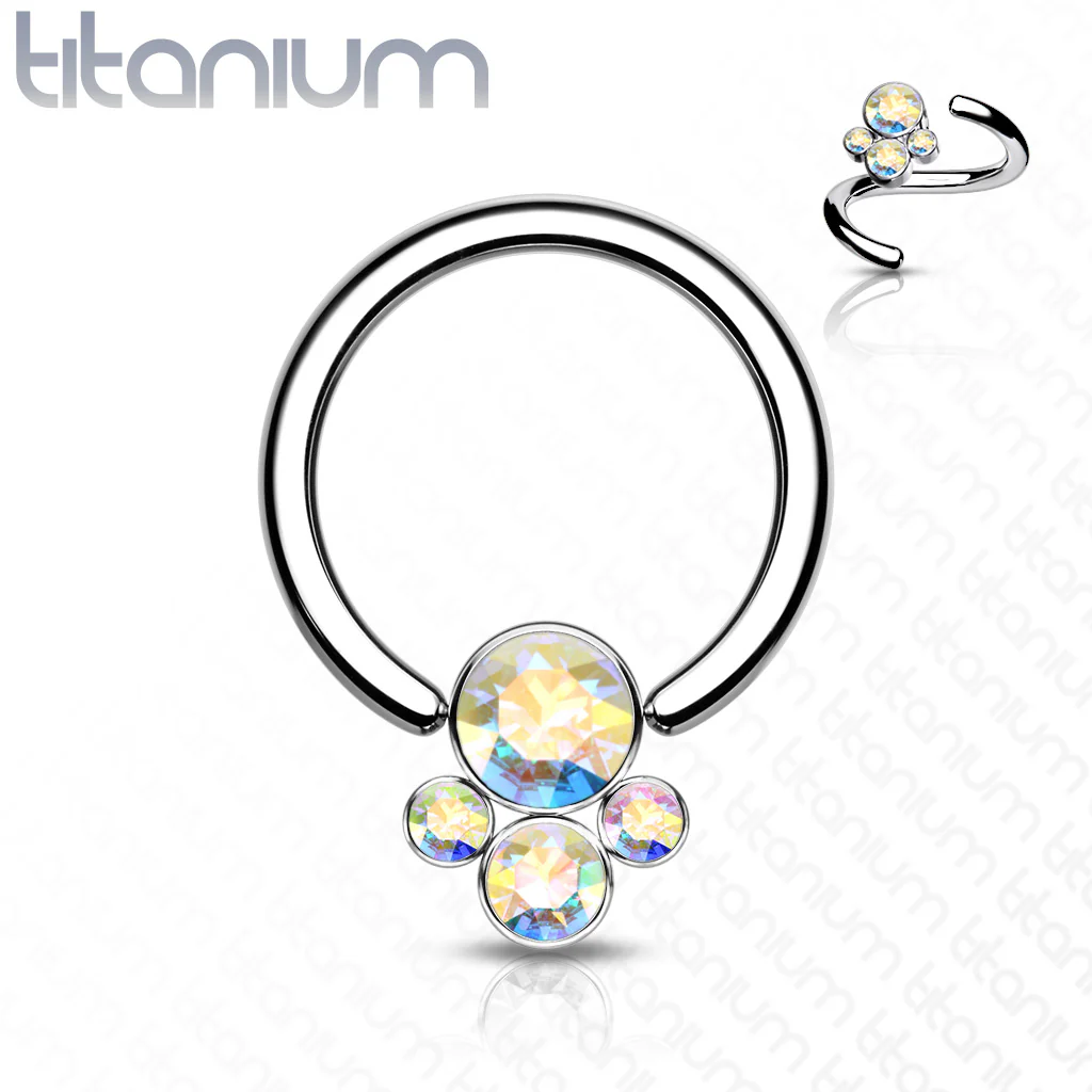 Implant Titanium CZ Pet Paw Captive Rings Ear Cartilage Nose Septum Ring - Image 2