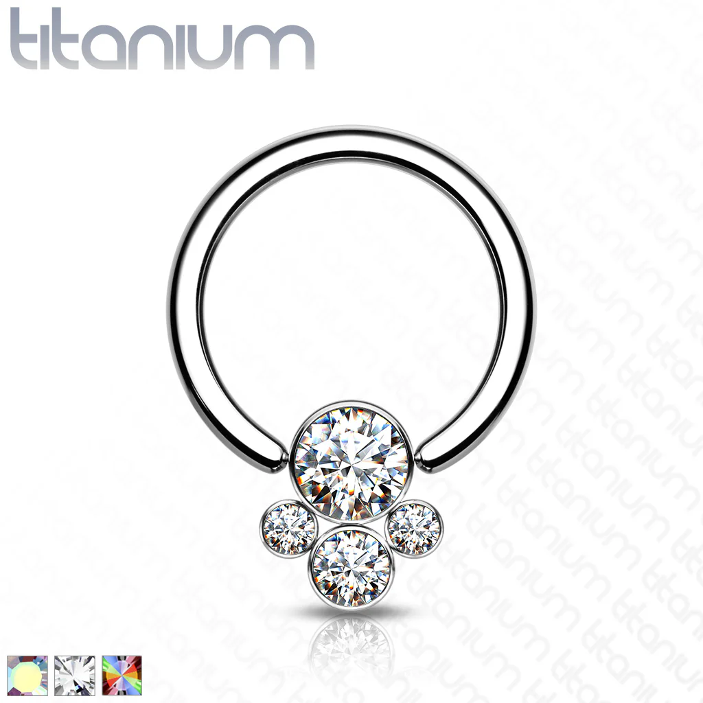 Implant Titanium CZ Pet Paw Captive Rings Ear Cartilage Nose Septum Ring - Image 4