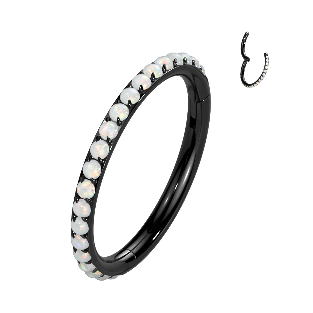 Titanium Hinged Segment Hoop Ring Opal Line For Nose Septum Cartilage - Image 4