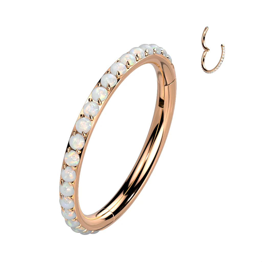 Titanium Hinged Segment Hoop Ring Opal Line For Nose Septum Cartilage - Image 5