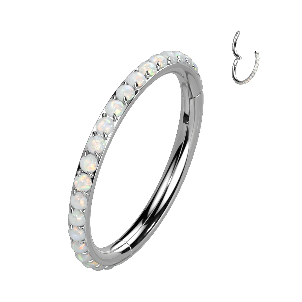 Titanium Hinged Segment Hoop Ring Opal Line For Nose Septum Cartilage - Image 6