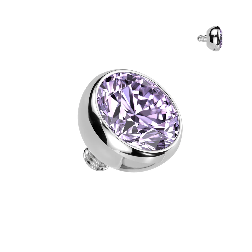 Titanium Internally Threaded Bezel CZ Ball Top 16G - Image 2
