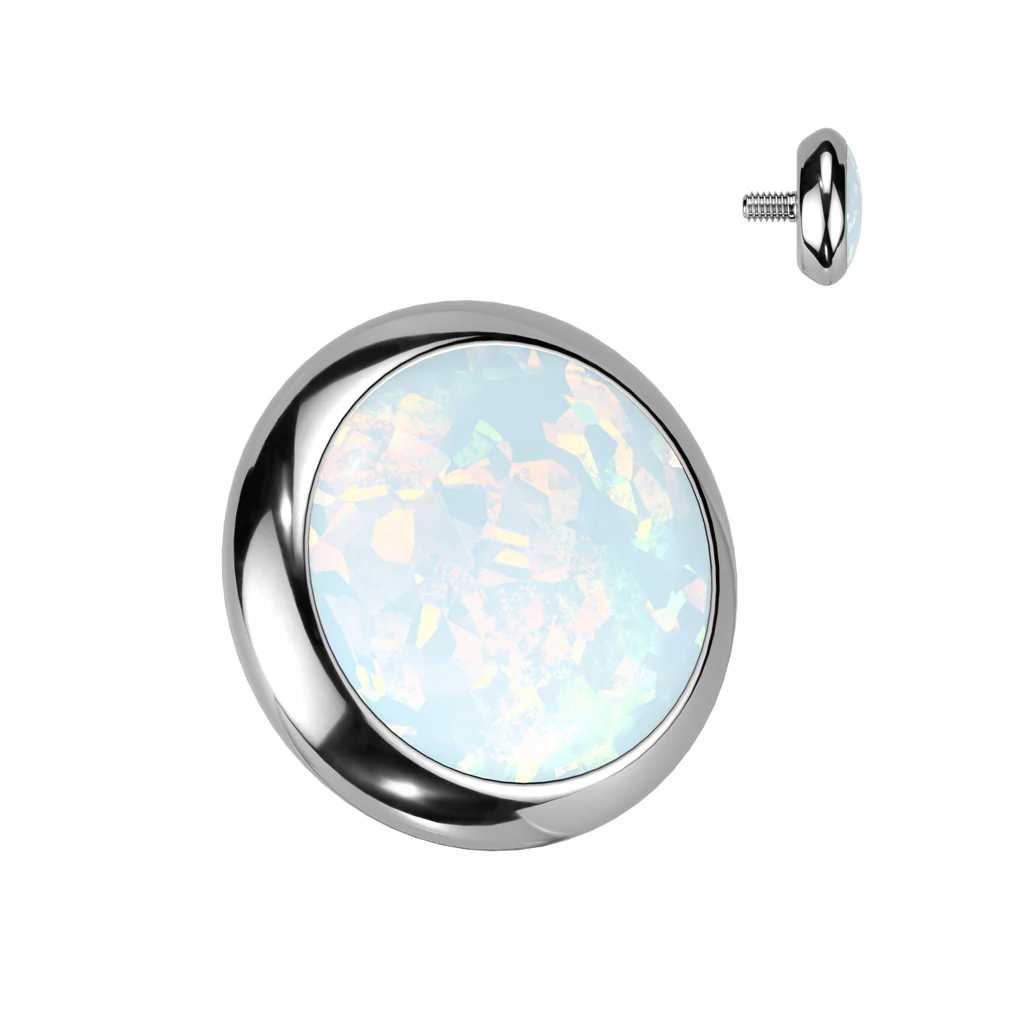 Implant Titanium Bezel Set Opal Top Parts Lip, Eyebrow Dermal 16G - Image 11