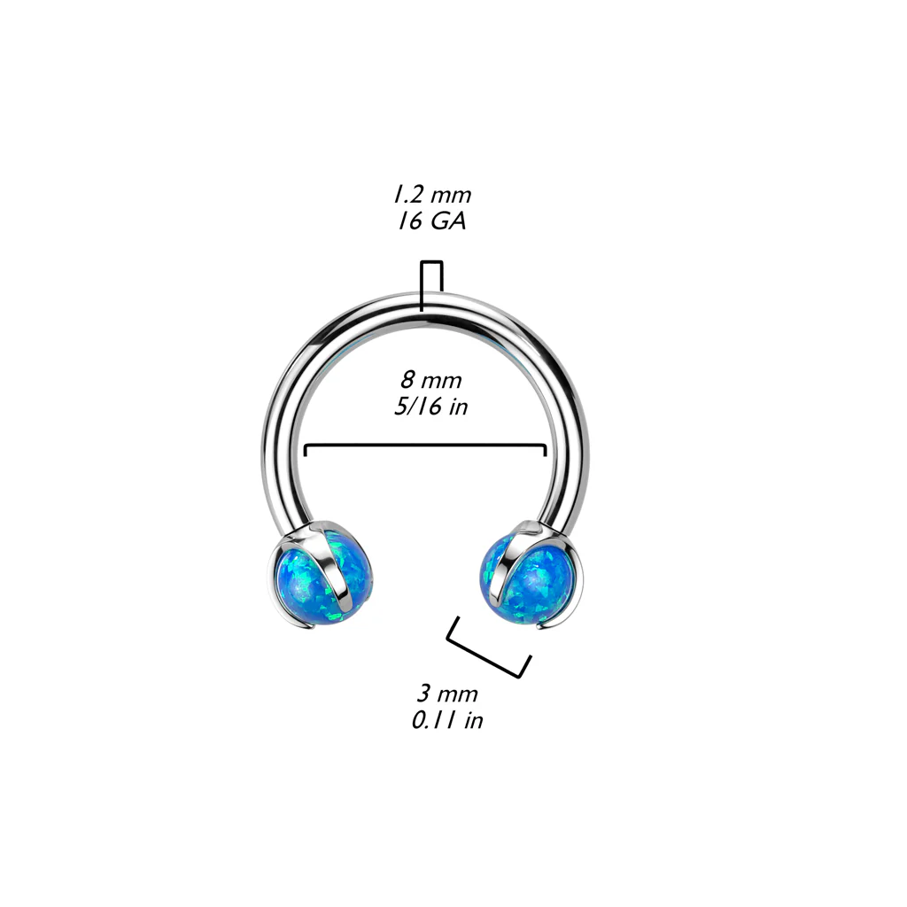 Titanium Claw Set Opal Stone Horseshoe Ear Cartilage Tragus - Image 2