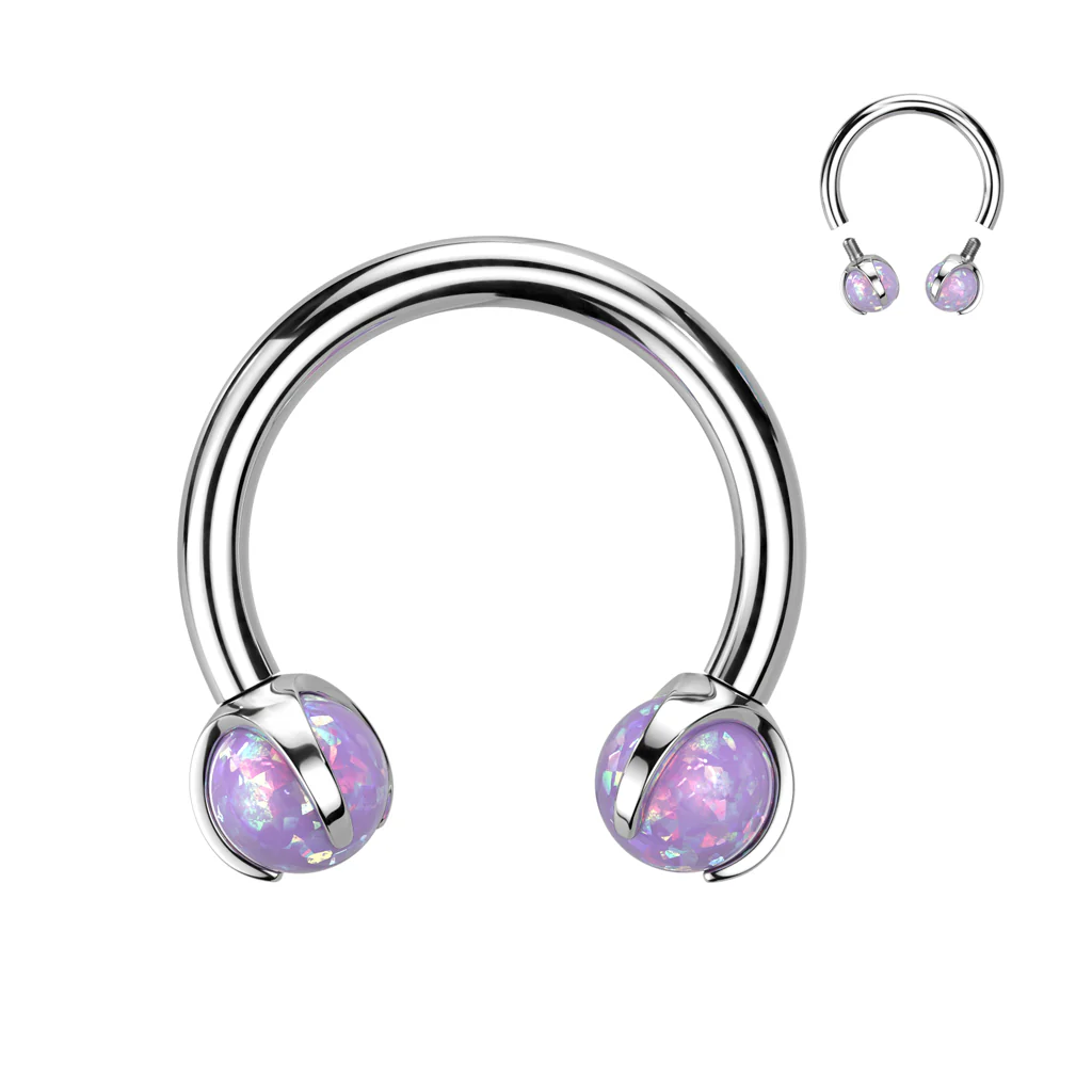 Titanium Claw Set Opal Stone Horseshoe Ear Cartilage Tragus - Image 3