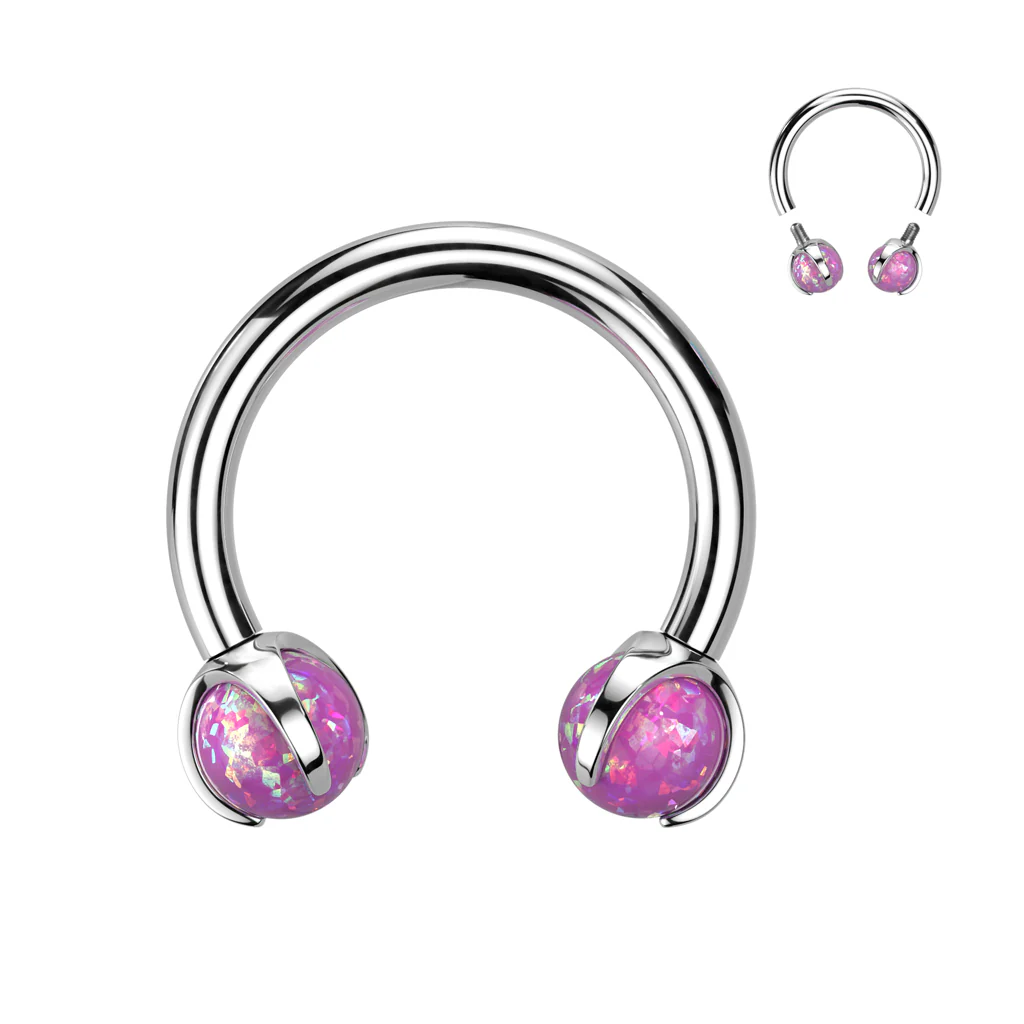 Titanium Claw Set Opal Stone Horseshoe Ear Cartilage Tragus - Image 4