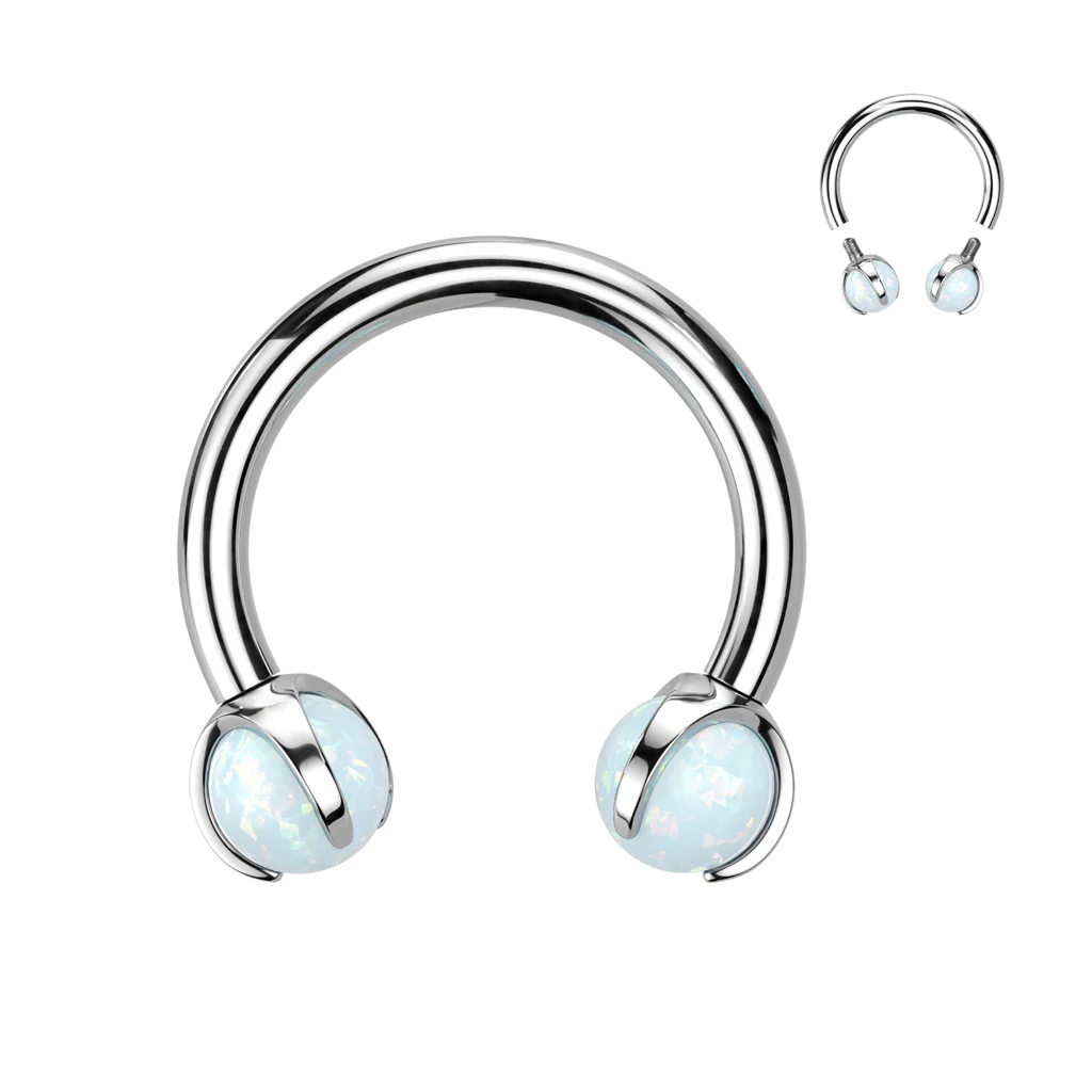 Titanium Claw Set Opal Stone Horseshoe Ear Cartilage Tragus - Image 5
