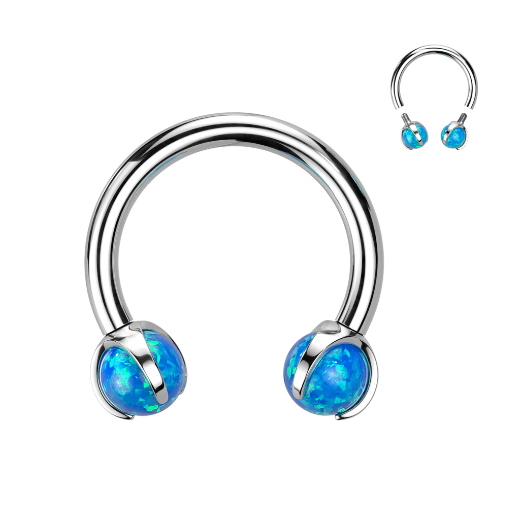 Titanium Claw Set Opal Stone Horseshoe Ear Cartilage Tragus - Image 6