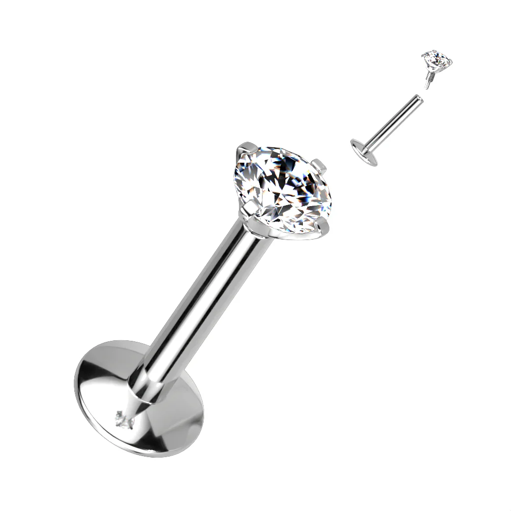 Implant Titanium Prong Set CZ Ball Lip Labret Tragus 16G - Image 10
