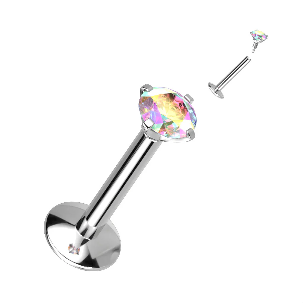 Implant Titanium Prong Set CZ Ball Lip Labret Tragus 16G - Image 11