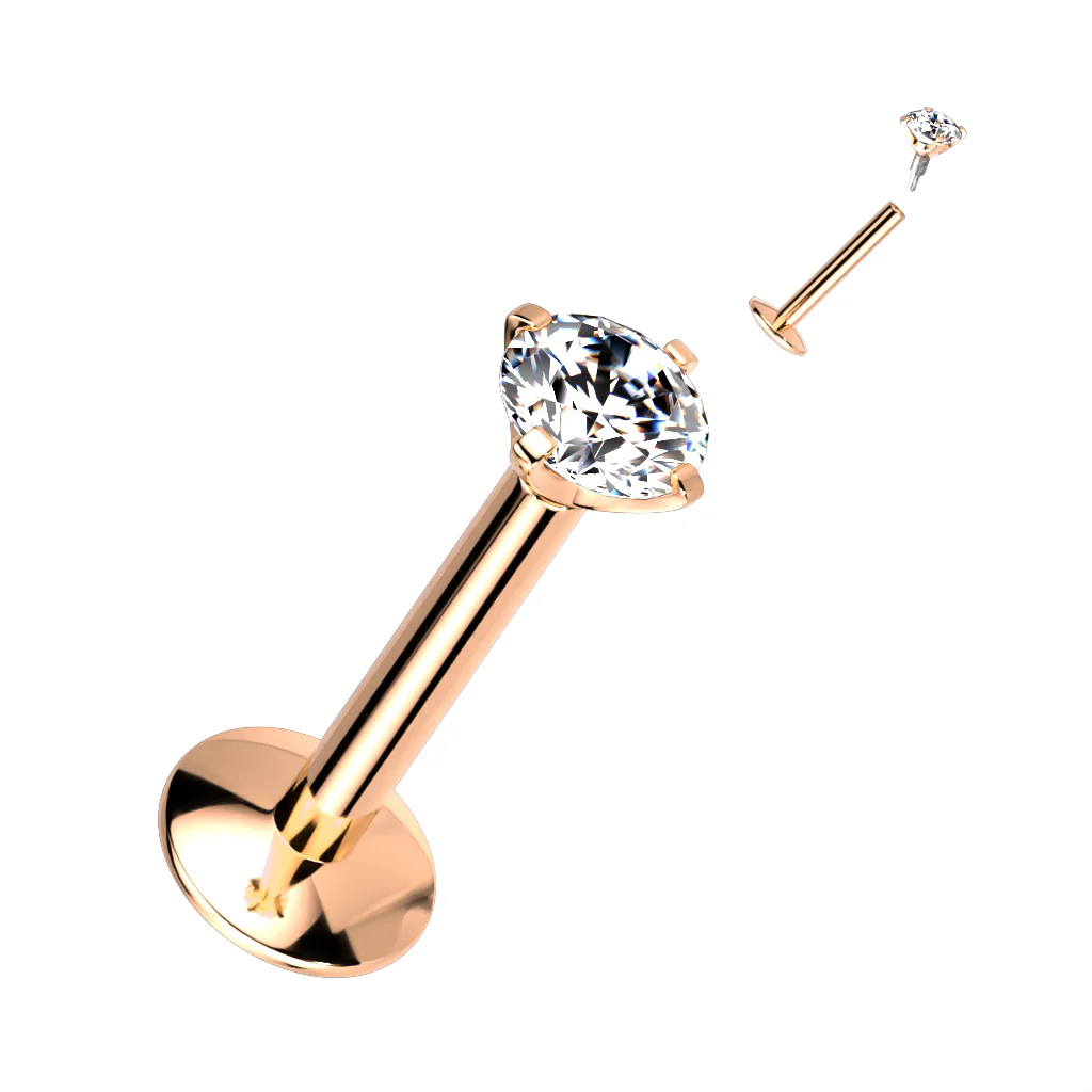 Implant Titanium Prong Set CZ Ball Lip Labret Tragus 16G - Image 3