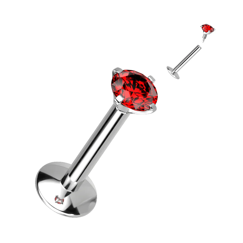 Implant Titanium Prong Set CZ Ball Lip Labret Tragus 16G - Image 4