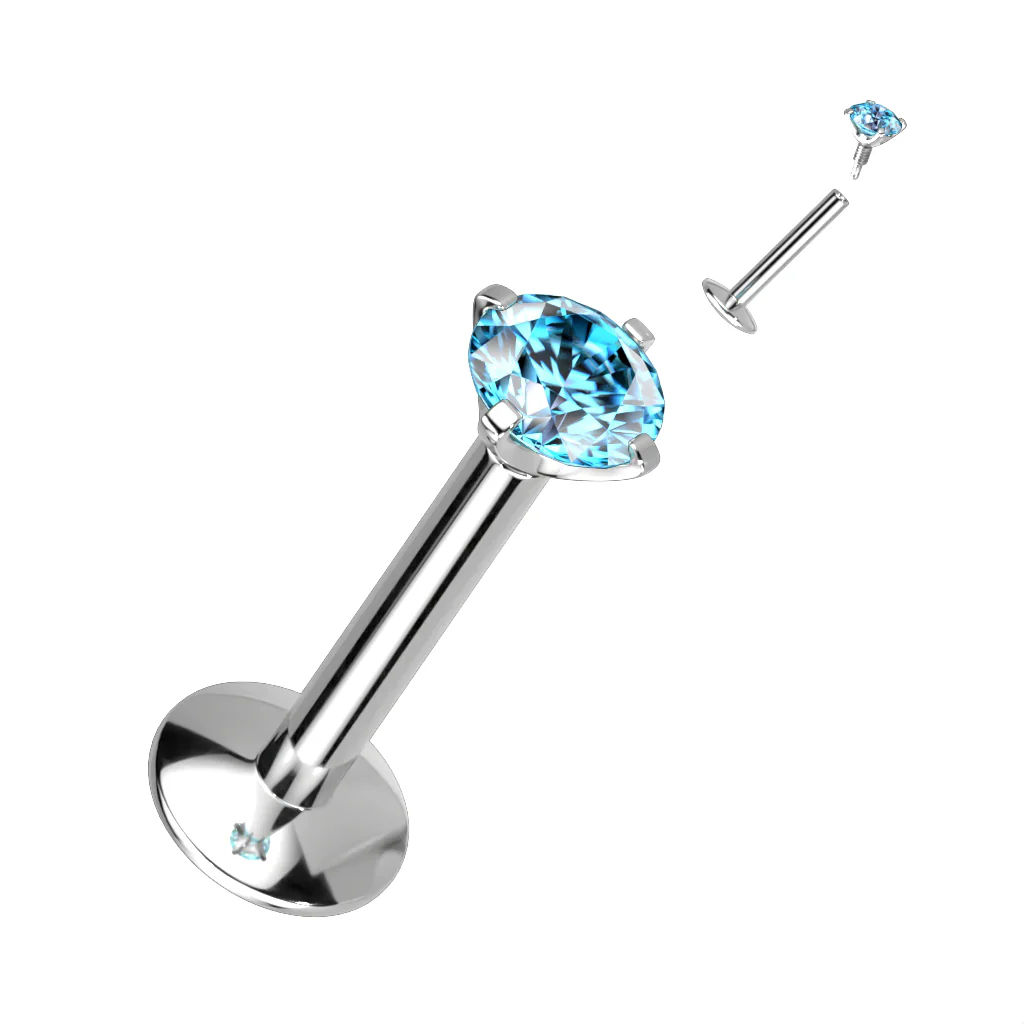 Implant Titanium Prong Set CZ Ball Lip Labret Tragus 16G - Image 5